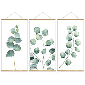 3 Panel Hanging Poster with Wood Frames Watercolor...
