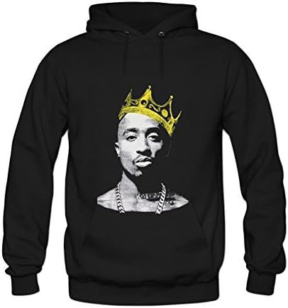 Womens King Crown Gold Tupac Hoody Sweatshirt S Black