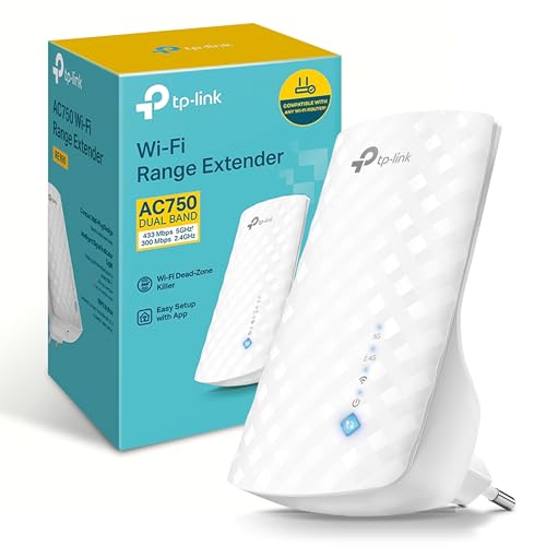 RE190 AC750 - Amplificador Señal WiFi, 433Mbps en 5GHz 300Mbps en 2.4GHz con EU Enchufe, WPS, Indicador LED de Señal, Antenas Internas, Blanco