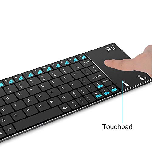 Rii K12BT Ultra Slim Portable Mini Wireless Bluetooth Keyboard with Large Size Touchpad Mouse,Stainless Steel Back Cover for PC,Surface Pro 2,3,Android iOS Tablet PC/Galaxy Tabs,Smart TV Box,Windows - Thumbnail 3