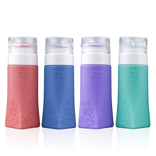 TSA Approved Leak Proof Silicone Travel Bottles Cosmetic Toiletry Travel Size Containers Refillable Travel Tube Sets for Shampoo Conditioner Lotion (4 Pack with Sticker & Bag) 1 TSA Approved Leak Proof Silicone Travel Bottles Cosmetic Toiletry Travel Size Containers Refillable Travel Tube Sets for Shampoo Conditioner Lotion (4 Pack with Sticker & Bag)