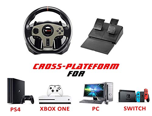 Subsonic - V900 Steering Wheel with Pedals and Gearshift Paddles For Playstation 4 - PS4 Slim/ Pro - Xbox One S - Nintendo Switch - PC - PS3 (Compatible with all Racing Games) (PS4//xbox_one//)