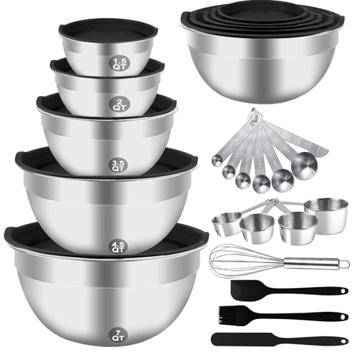 WEPSEN Mixing Bowls Set, 25PCS Stainless Steel Mixing Bowl with Lid Set,