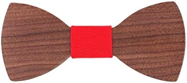 Walnut Wood Wooden Bow Tie By SHADERZ - Handmade With Adjustable Strap Red