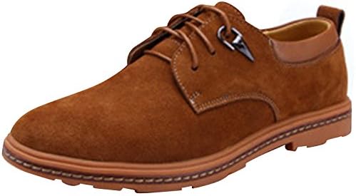 Runday Men's Round Toe Lace Up Casual Breathable Leather Fashion Oxfords(10 D(M)US,tan) (10 D(M) US, Tan)