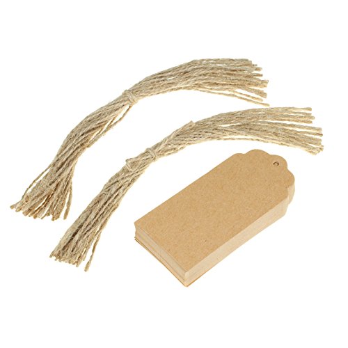 vLoveLife 50PCS Kraft Paper Gift Tags Bonbonniere Favor Wish Tag Rectangular Gift Tag with Free Natural Jute Twine Wedding Party Birthday Event Xmas Gift Favor