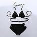 Nulibenna Bandage Halter Push Up Cross Criss Cut Out 2 Piece Bikini Swimsuit Black XL
