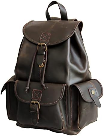 jaald 16 Brown Leather Backpack Vintage Rucksack Laptop Bag Water