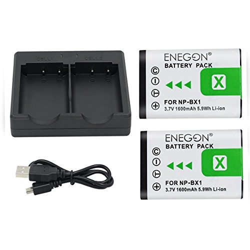NP-BX1 ENEGON Battery (2-Pack) and Rapid Dual Charger for Sony NP-BX1, NP-BX1/M8 and Sony Cyber-shot DSC-RX100, DSC-RX100 II / III / V / IV, DSC-RX100M II, HDR-CX405