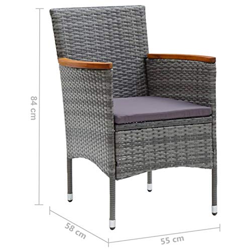 Tidyard Garten Essstühle 4 STK. Gartenstühle Gartensessel Stuhl Sessel Balkonstuhl Gartenmöbel Stühle Gartenstühle Terrasse Balkonstühle Poly Rattan Grau – Bild 3