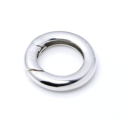925 Sterling Silver Round Pearl Necklace Enhancer Shortener Ring Spring Clasp Connector 15mm