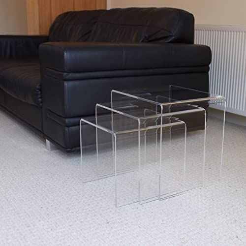 TIELO Acrylic Perspex Plastic Nest of Tables Living Room Table Hygienic Easy Clean