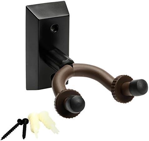 My Guitar Hanger | 3.9"x5.7" Wall Mount Guitar Holder String with Comfortable Grip Display for Home and Studio | Wooden Base Guitar Wall Stand for Guitars Bass Ukuleles Violins | Black | 1139.2