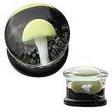 BodyJ4You Glow in the Dark Glass Saddle Plugs Kit Mushroom Set 2G-16mm (2 Pieces)