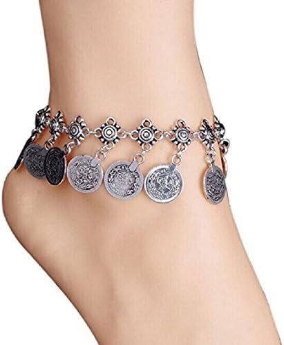 MAIDIEN Womens Tribal Ethnic Coin Tassel Gypsy Festival Turkish Beach Anklet Jewelry Anklets Chain For Girls Women