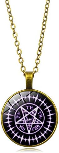 RQZQ Necklace Supernatural Pentacle Hebrew Charm Pentagram Pendant Statement Necklace Men Star Amulet Chain Talisman Necklaces
