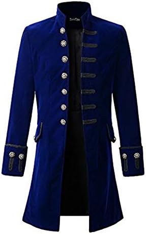 aliveGOT Mens Velvet Goth Steampunk Victorian Frock Coat Retro Halloween Costume