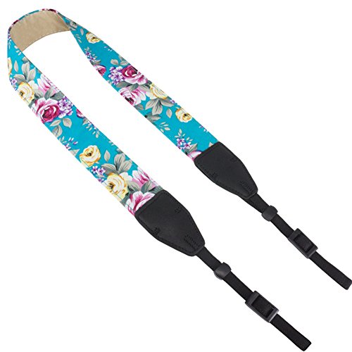 Wolven DSLR/SLR Camera Neck Shoulder Belt Strap Cotton DSLR/SLR Camera Neck Shoulder Belt Strap For Nikon Canon Samsung Pentax Sony Olympus or Other Cameras - Green Flower