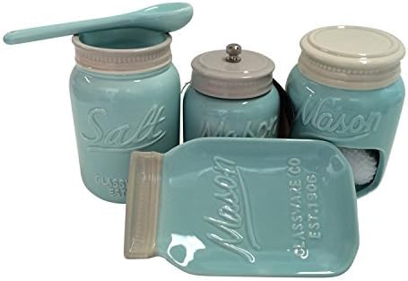 Mason Jar Ceramic 5 Piece Kitchenware Set Turquoise by Mason Jar