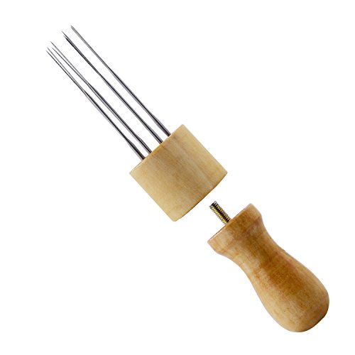 Quwei Felting Needle with Eight Needles Tool Craft Wool Felt Stitch Punch Tool with Solid Wood Handle Felting Eight Needles Tool