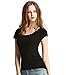 Liang Rou Women's Modal-Spandex Ribbed Stretch Scoop Neck T-Shirt Black M Medium / 8 10 1 X Black