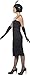 Smiffys Women's Flapper Costume, Long Dress, Headband and Gloves, 20's Razzle Dazzle, Serious Fun, Size 14-16, 45502