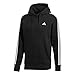 adidas Men's Essentials 3-Stripe Pullover Hoodie, Black/White, Medium