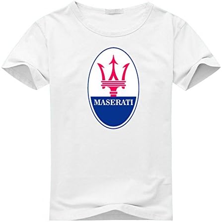 MASERATI logo For Men's Printed Short Sleeve Tee Tshirt Large White