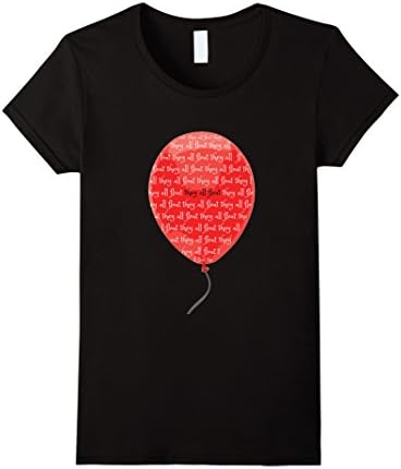 Womens Red Balloon It Is Scary Creepy Graphic Halloween T-Shirt Large Black