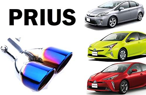 プリウス専用 2本出し マフラーカッター Toyota Prius30系 40系 50系 前期 後期 プリウスa専用 図解式取り付け説明書付き 車検対応 チタンカラー マフラーカッター 車 バイク Amazon