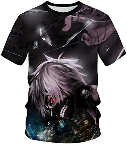 JJCat Men's O-Neck 3D Digital Print Short Sleeve Tokyo Ghouls Design Summer T-Shirts