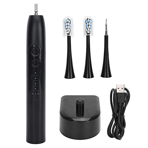 Electrical Dental Enamel Cleansing Instruments, Calculus Plaque Remover Tartar Scraper Cleansing Equipment, Electrical Oral Care Toothbrush with 2 Replaceable Brush Heads