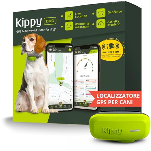 Kippy DOG | GPS for Dogs - Waterproof Dog Tracker with GPS for Collars - Activity Tracker and Health of Your Dog, with Virtual Fence and Notifications - Green