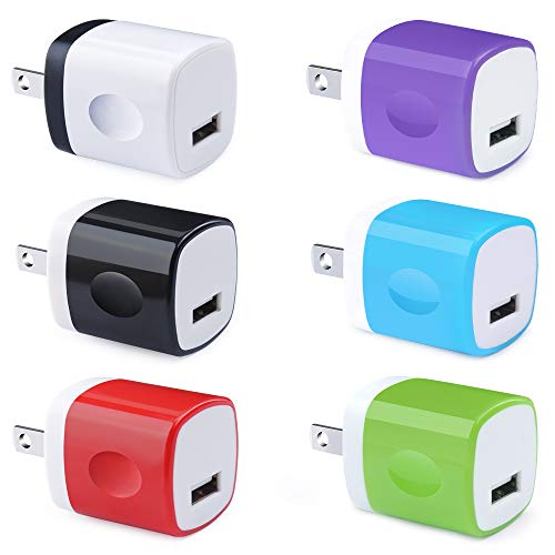 USB Plug 6 Pack, UorMe 1A 5V Single Port Wall Charger Power Adapter Cube Block Box Compatible with Phone Xs XR X 8 7 6S 6 5, Samsung S10e S9 S8 Note 9 8 S7 Edge, LG, Nexus, Moto, BlackBerry and More