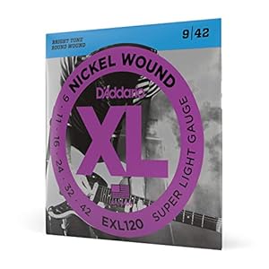 D’Addario EXL120 Nickel Wound 9-42 Super Light Electric Guitar Strings (Nickel)