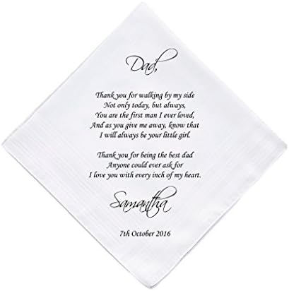 Father of the Bride Personalised Handkerchief Wedding Gift Keepsake Hankie Fa...
