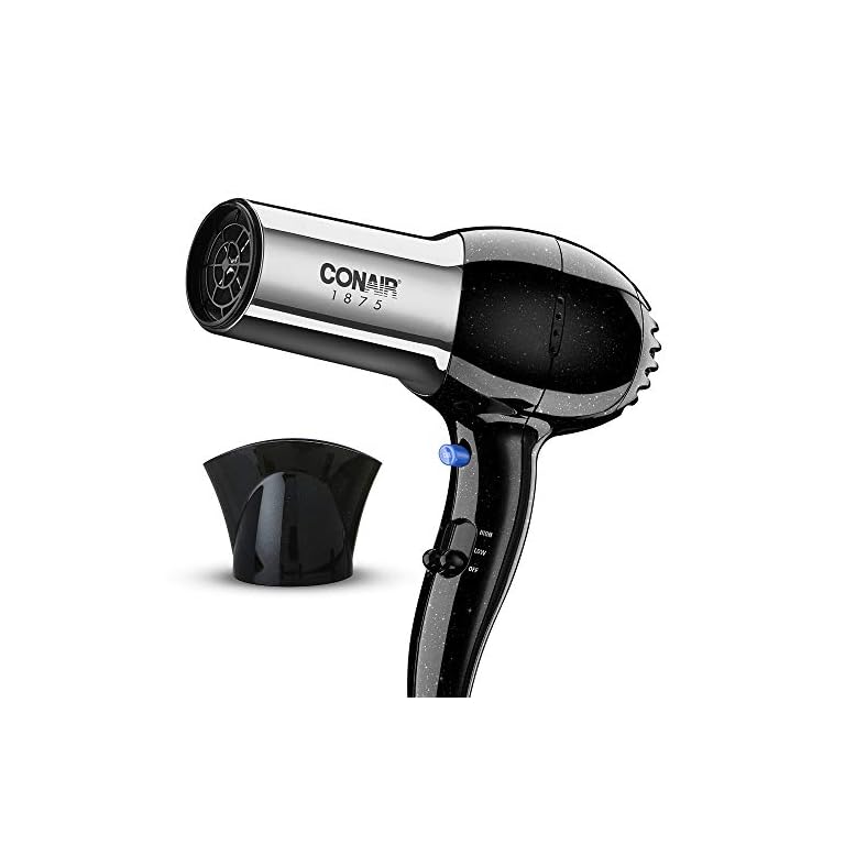 Conair 1875 Watt Full Size Pro Hair Dryer with Ionic Conditioning, Black/Chrome