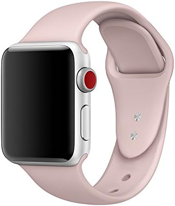 Vagar Apple Watch Strap 38mm, Soft Silicone Replacement Bracelet Wristband Sport Band for iWatch Apple Watch Series 3, Series 2, Series 1, Sport, Edition, S/M Size (Pink Sand)