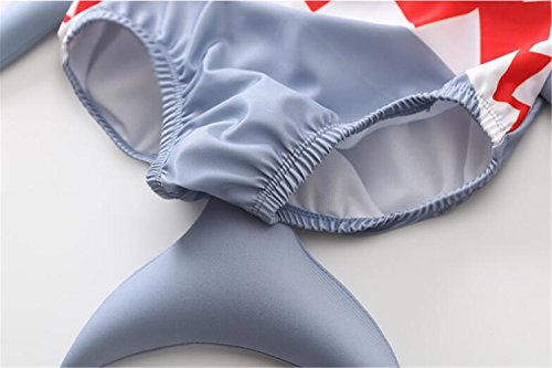 Kids Baby Boys Girls 3D Cartoon Shark One-Piece Swimsuit Bodysuit Bathing Suit with Cap Size 1-2 Years/TagXL (Gray)