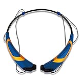 Rymemo 2016 Newest Match Color Universal Wireless Bluetooth 4.1 Music Earphones Stereo Headphones Sports/running Magnetic Headset Earbuds for Iphone Samsung Lg, Gold-Blue