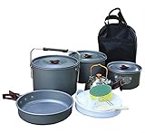ChezMax Aluminium Outdoor Cooking Kit Camping Cookware and Pot Set for Camping/Backpacking / Hiking/BBQ/Picnic Camping Pot Set