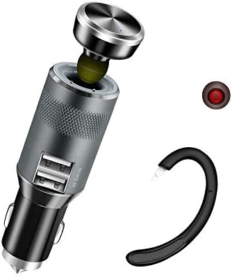 Meyoung Bluetooth Headset with Dual USB Car Chargers and Safety Hammer, 3 in 1 Charger Adapter Mini Wireless Earbuds with Mic