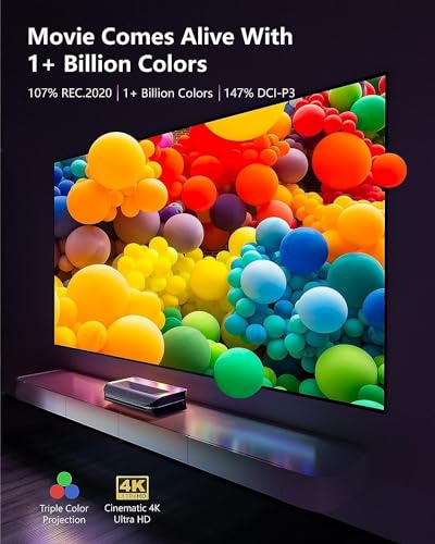 AWOL VISION LTV-3000 Pro 4K 3D RGB Ultra-Short-Throw Projectors, with Dolby Vision & Atmos, HDR10+, 150" UST Laser TV Projector, Home Cinema Laser Projector (includes Fire TV Stick 4K Max)