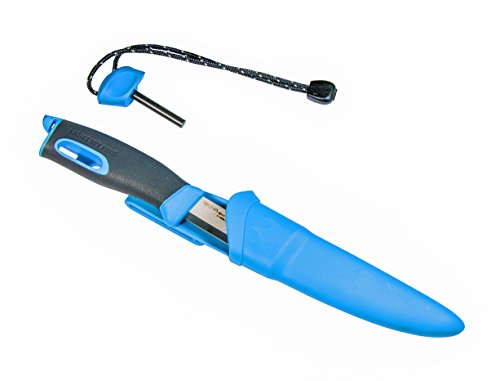 Light my Fire Swedish FireKnife with 9.5 cm (3.75 Inch) Sandvik Stainless Steel Blade and Swedish FireSteel Fire Starter, Cyan