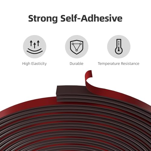 Lazybr Weather Stripping 0.39in D-Shaped Rubber Seal Strip for Doors Windows 20 Ft Self-Adhesive Door Soundproof Weatherstripping for Door Frame Window Insulation Gap Blocker Brown