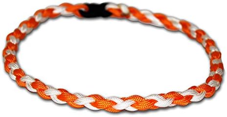 FullScope Sports Handmade Paracord Survival Necklace, Round Braided Paracord Necklace, Paracord Jewelry for women (Orange/White)