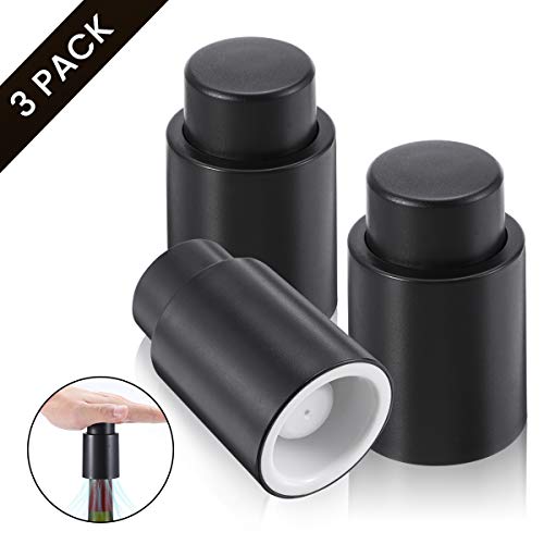 3 Pack LIUMY Vacuum Wine Stopper, Reusable Wine Preserver for Bottle Red Wine, Keep Fresh & Good Optimum Taste for Wine, Best Gift/Tools for Wine Lovers. - Thumbnail 7