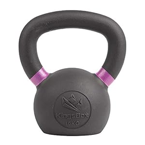 KingsBox Kettlebell, Gepoedercoate, Gekleurde Gewichtsmarkeringen, Workout voor het Hele Lichaam, Cardio, Vetverbranding…