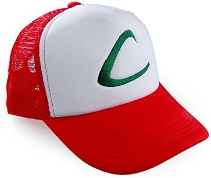 Pokemon Ash Ketchum Baseball Snapback Cap Trainer Hat for Adult Embroidered (Red - One Size Fits All)