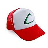 Pokemon Ash Ketchum Baseball Snapback Cap Trainer Hat Embroidered (Red - Adjustable Style)